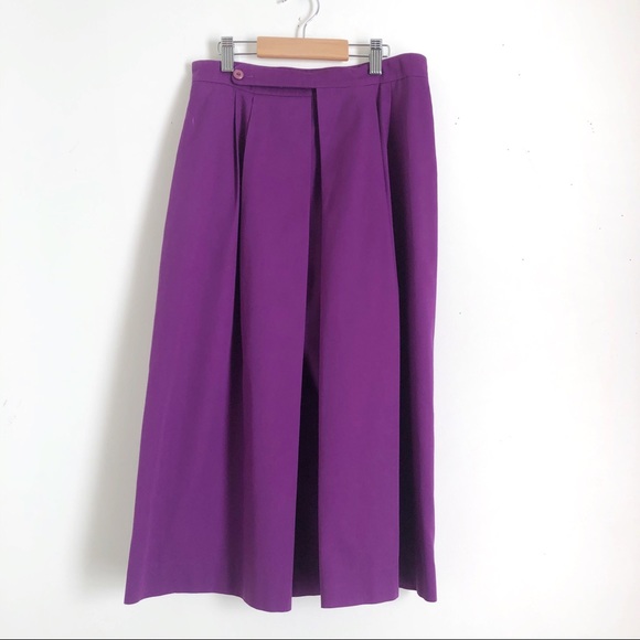 Vintage Gary Petites Purple Faux Wrap Midi Skirt - Picture 2 of 7